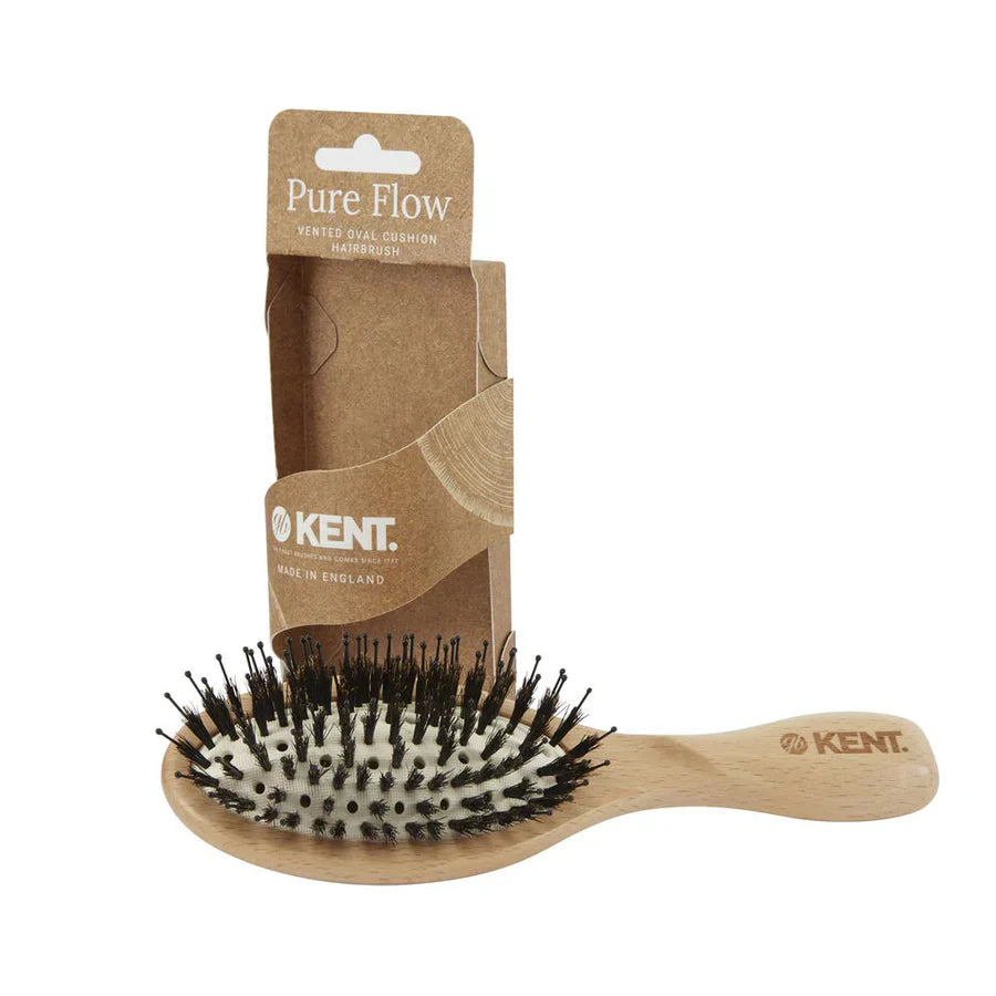 KENT LPF1 "Pure Flow" Vented Oval Cushion Bristle Nylon Mix Hairbrush - Kess Hair and Beauty