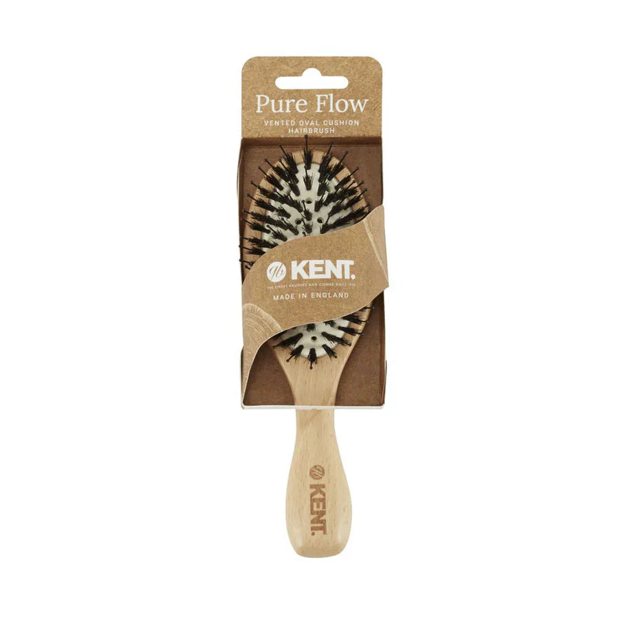 KENT LPF1 "Pure Flow" Vented Oval Cushion Bristle Nylon Mix Hairbrush - Kess Hair and Beauty