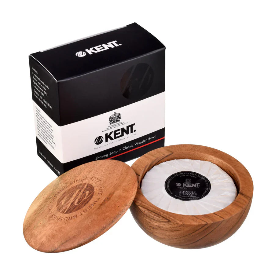 Kent Luxury Shaving Soap in Dark Wood Bowl - Kess Hair and Beauty