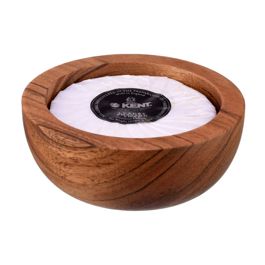 Kent Luxury Shaving Soap in Dark Wood Bowl - Kess Hair and Beauty