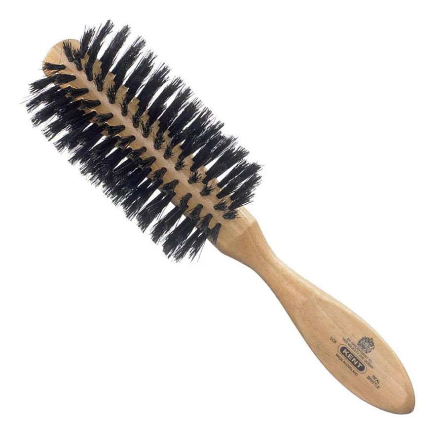 Kent LC8 Ladies Finest Cherrywood Pure Black Bristle Half Round Brush - Kess Hair and Beauty